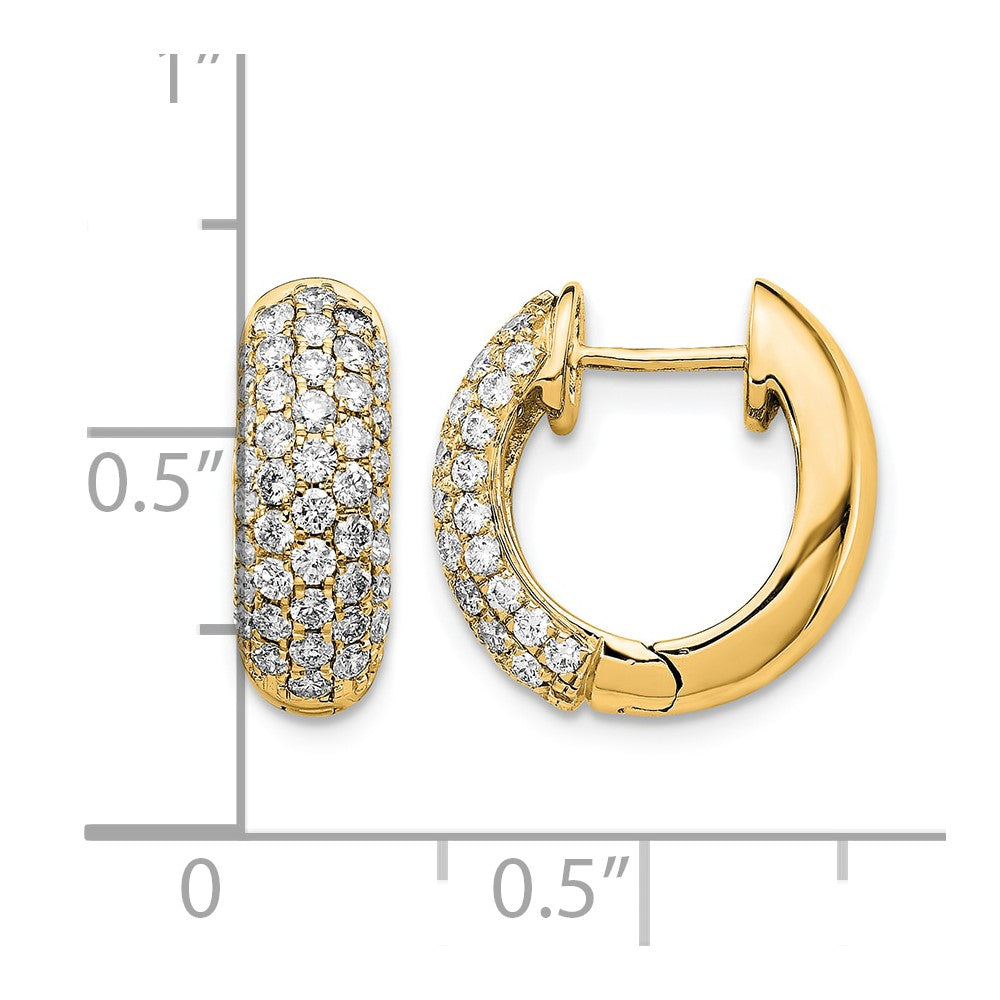 14k Yellow Gold Diamond Hinged Hoop Earrings