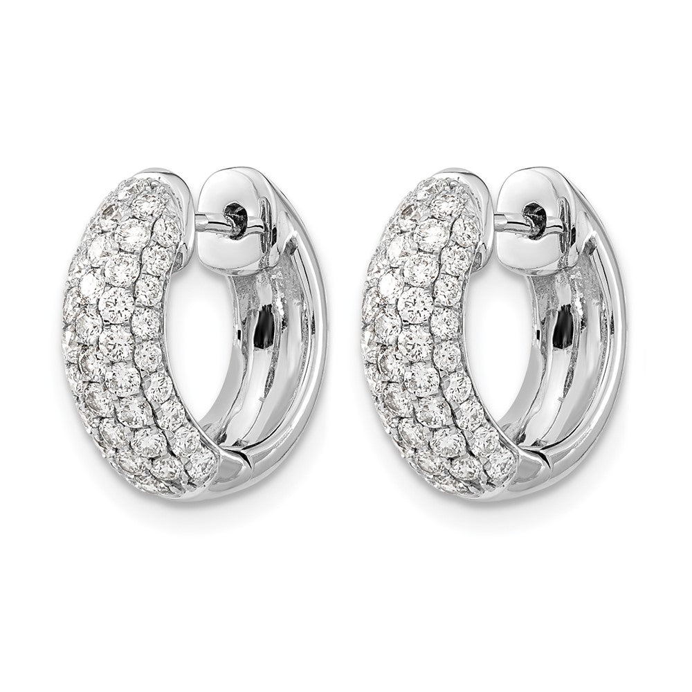 14k White Gold Diamond Hinged Hoop Earrings