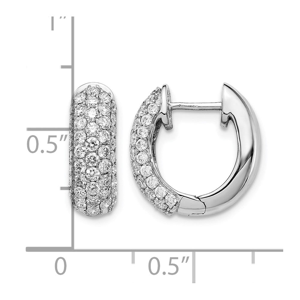 14k White Gold Diamond Hinged Hoop Earrings