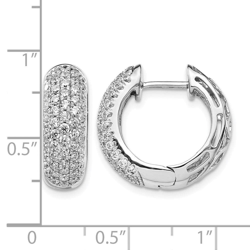 14k White Gold Diamond Hinged Hoop Earrings
