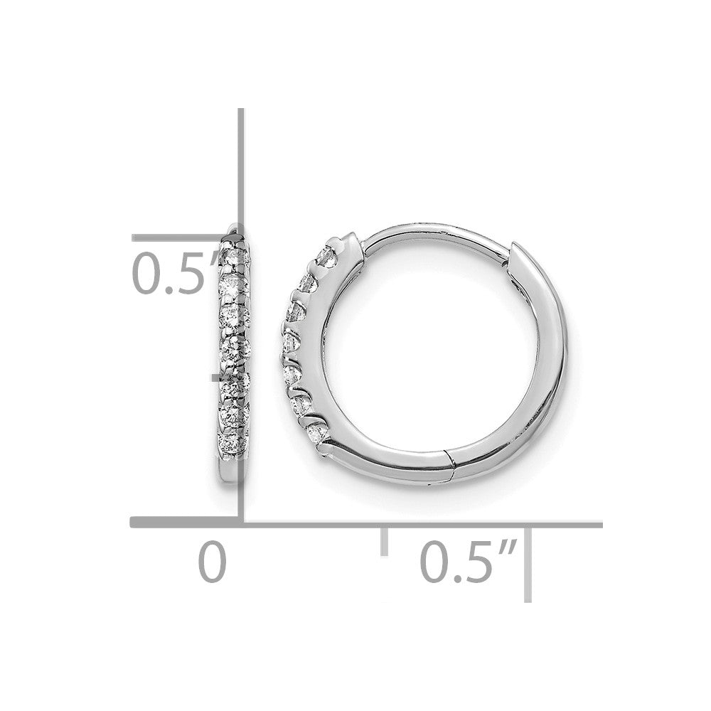 14k White Gold Diamond Hinged Hoop Earrings