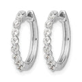 14k White Gold Diamond Hinged Hoop Earrings