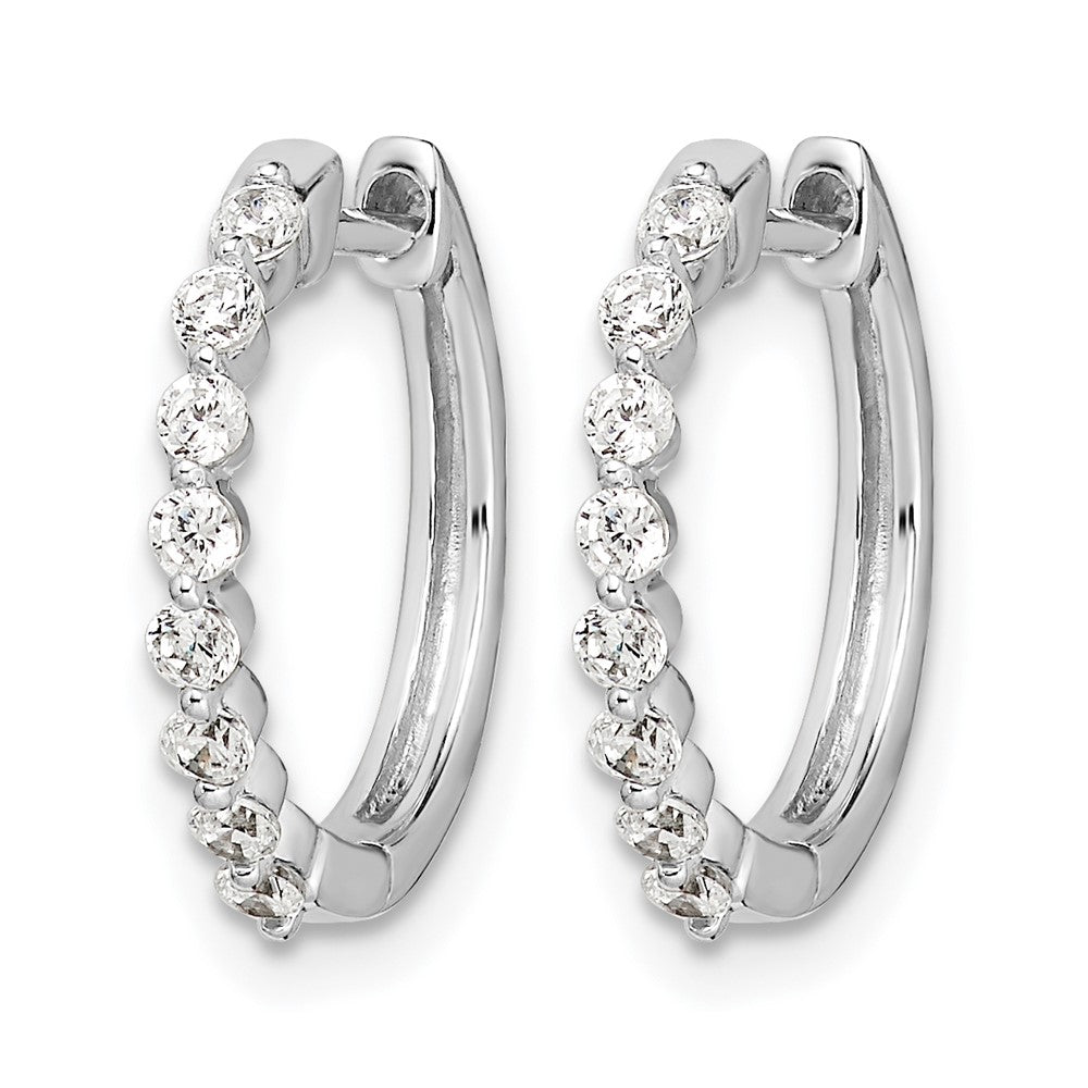 14k White Gold Diamond Hinged Hoop Earrings