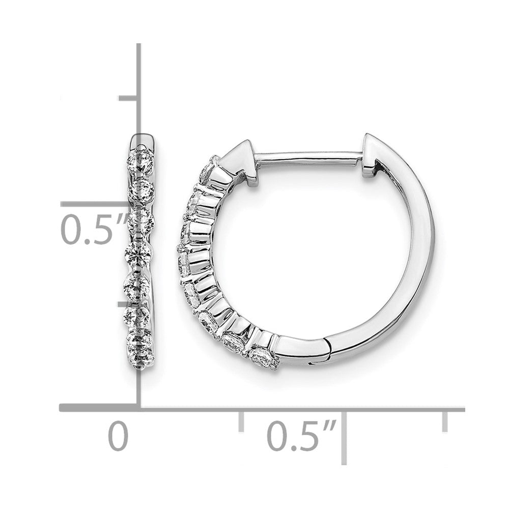14k White Gold Diamond Hinged Hoop Earrings