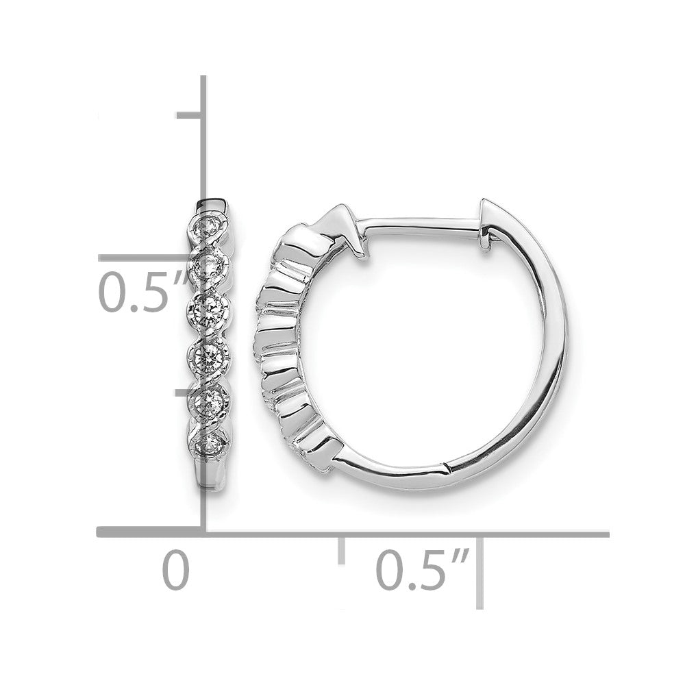 10k White Gold Diamond Hinged Hoop Earrings