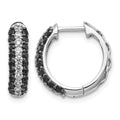14k White Gold White and Black Diamond Hinged Hoop Earrings