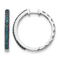 14k White Gold Blue Diamond 2.2mm Hinged Hoops
