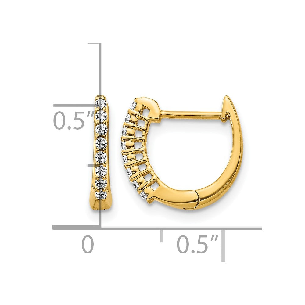14k Gold Polished Diamond Hinged Hoop Earrings