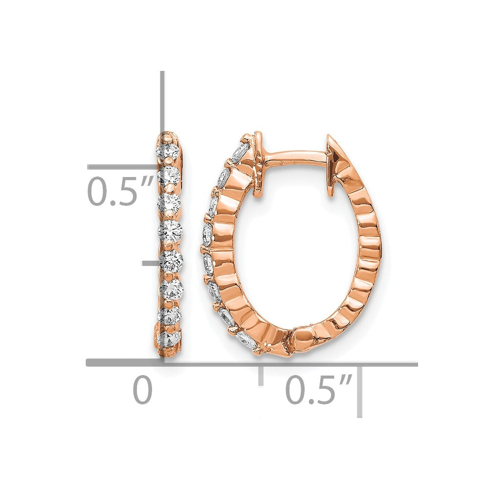 14k Rose Gold AA Diamond Hinged Hoop Earrings