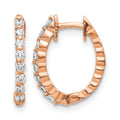 14k Rose Gold AA Diamond Hinged Hoop Earrings