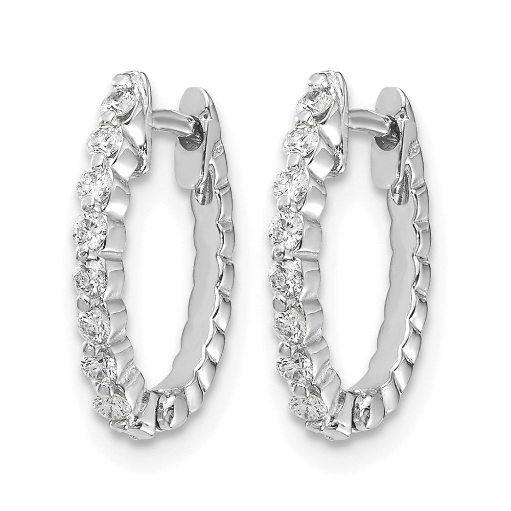 14k White Gold AA Diamond Hinged Hoop Earrings