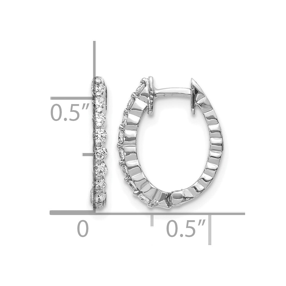 14k White Gold AA Diamond Hinged Hoop Earrings