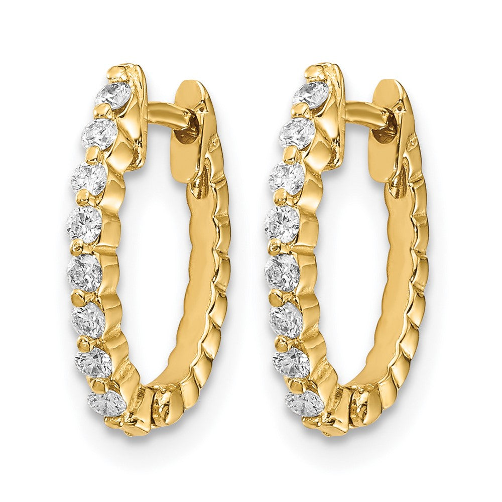 14k AA Diamond Hinged Hoop Earrings