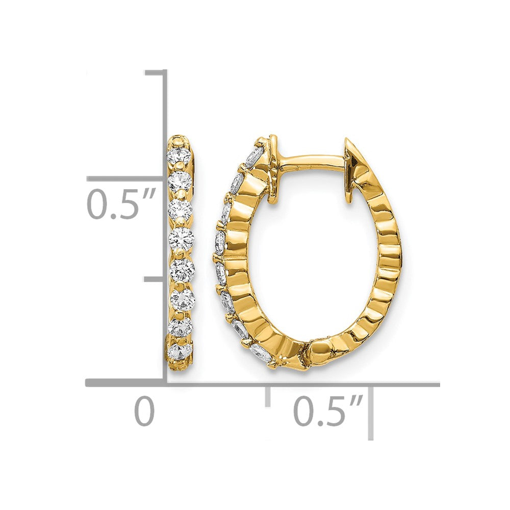 14k AA Diamond Hinged Hoop Earrings