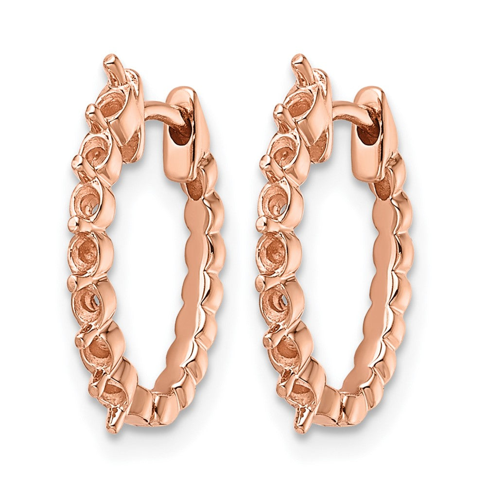 14k Rose Oval Hinged Hoop Earring Mountings