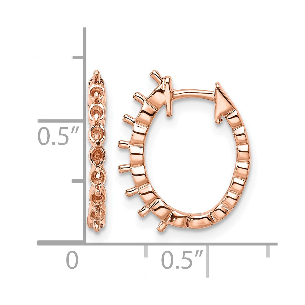 14k Rose Oval Hinged Hoop Earring Mountings