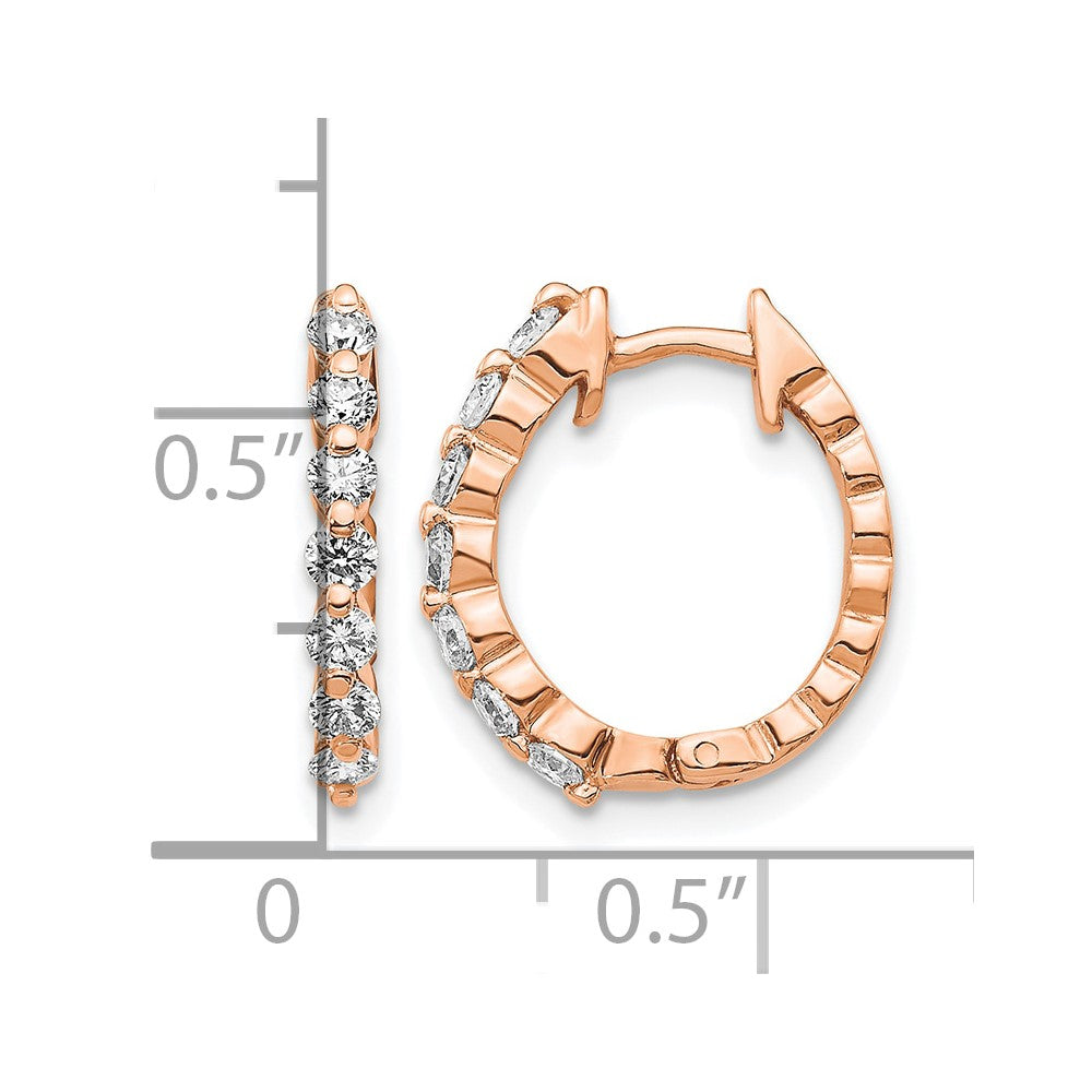 14k Rose Gold AA Diamond Hinged Hoop Earrings