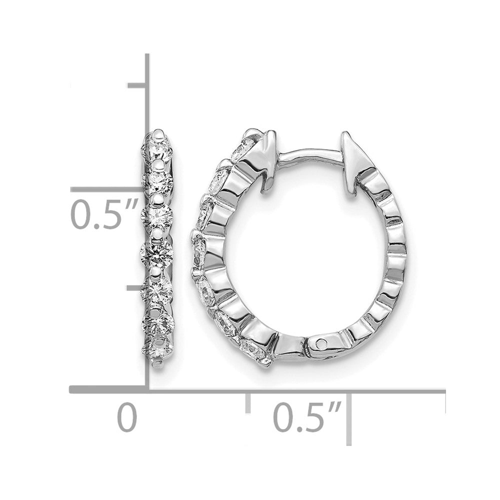 14k White Gold AA Diamond Hinged Hoop Earrings