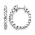 14k White Gold AA Diamond Hinged Hoop Earrings