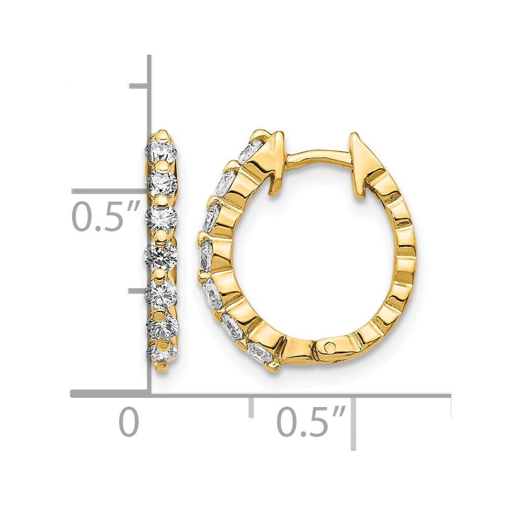 14k AA Diamond Hinged Hoop Earrings