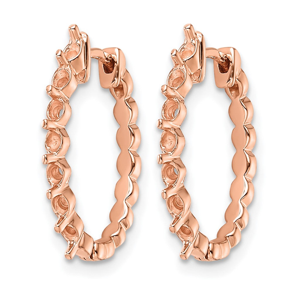 14k Rose Oval Hinged Hoop Earring Mountings