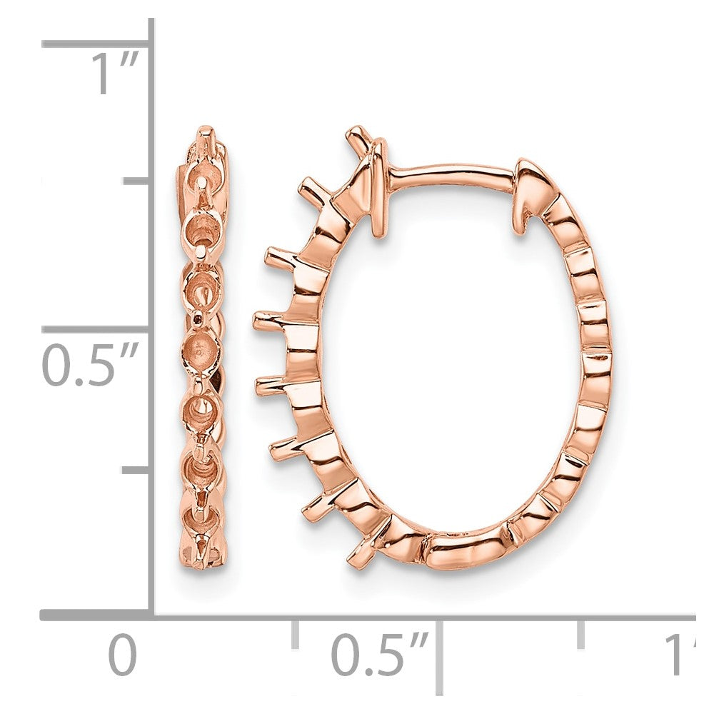 14k Rose Oval Hinged Hoop Earring Mountings