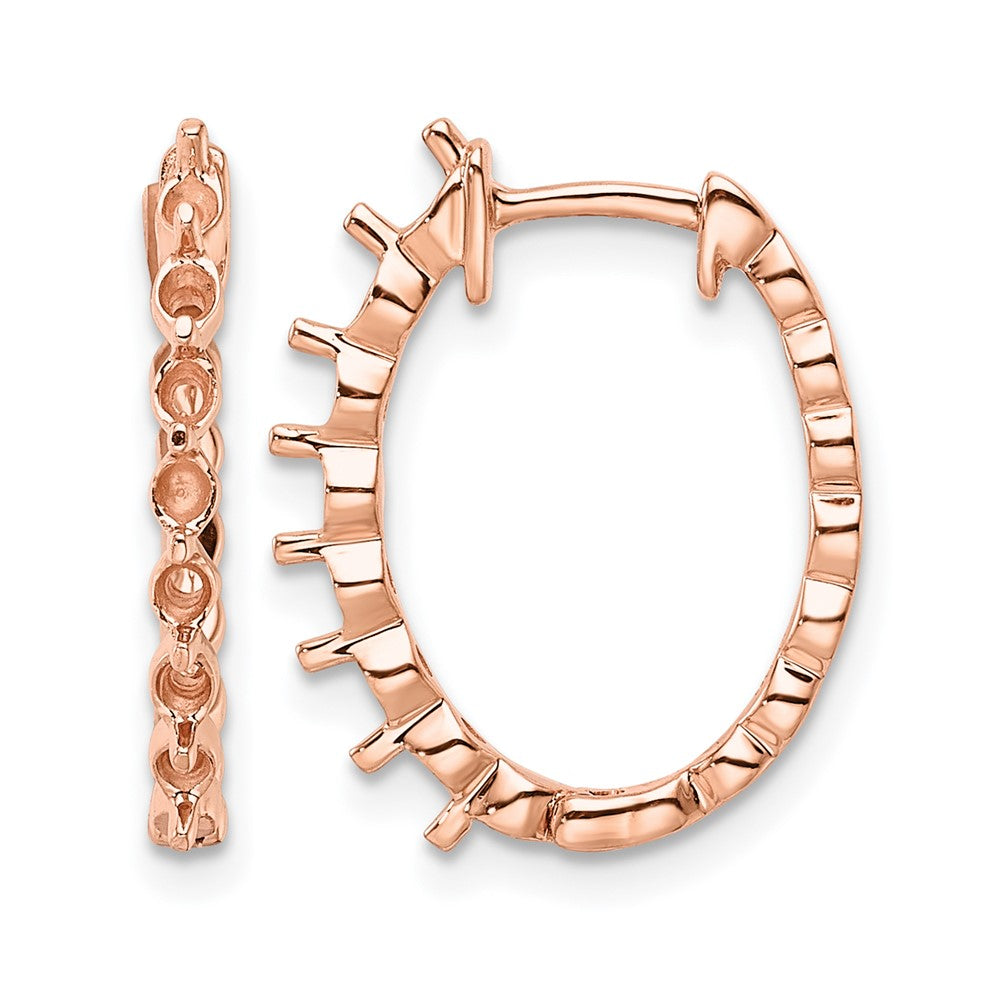 14k Rose Oval Hinged Hoop Earring Mountings