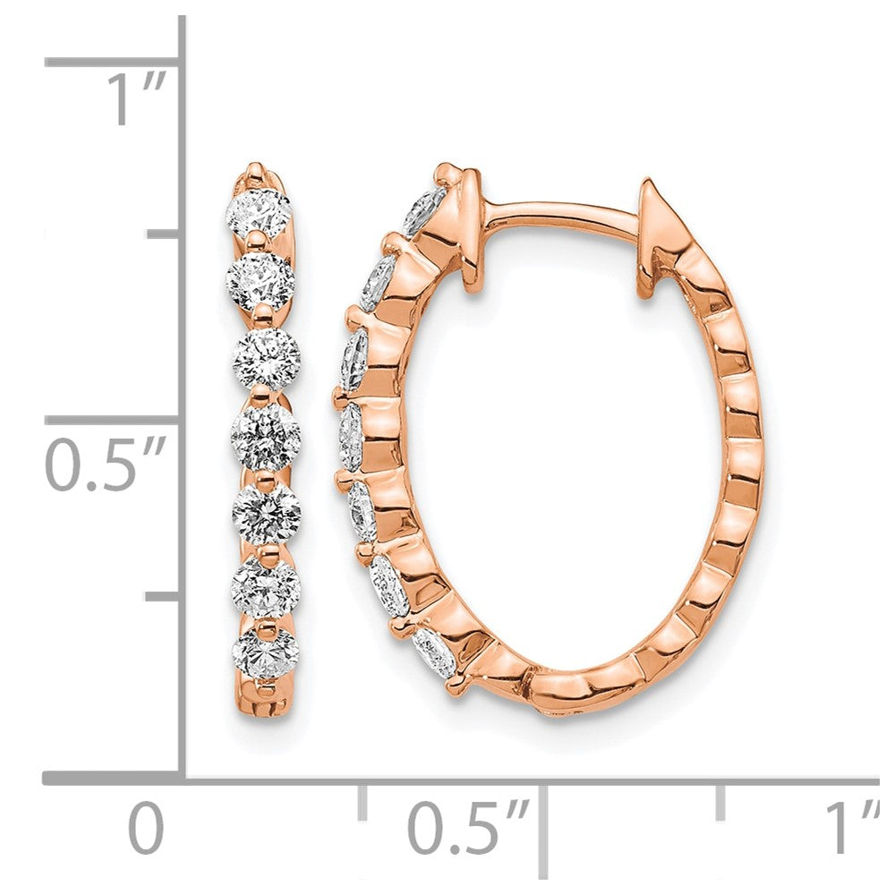14k Rose Gold AA Diamond Hinged Hoop Earrings