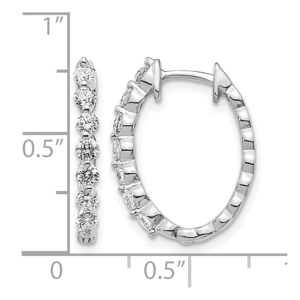 14k White Gold AA Diamond Hinged Hoop Earrings