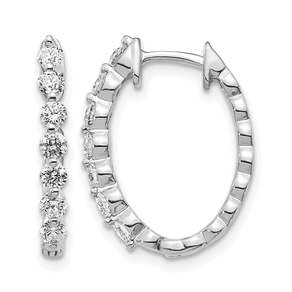 14k White Gold AA Diamond Hinged Hoop Earrings