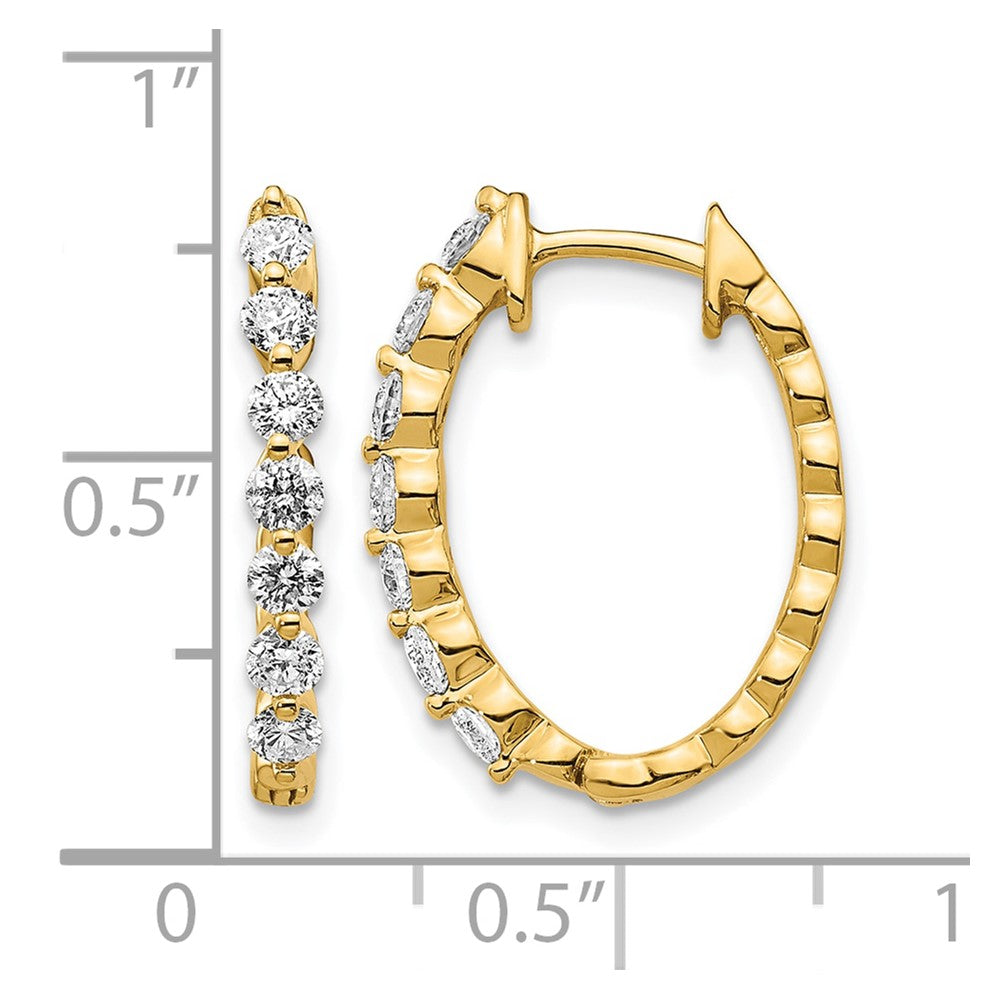 14k AA Diamond Hinged Hoop Earrings