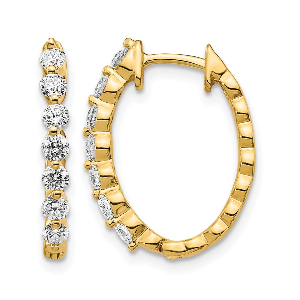 14k AA Diamond Hinged Hoop Earrings