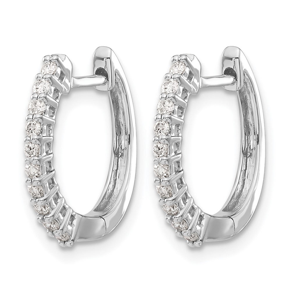 14k White Gold Diamond Hinged Hoop Earrings