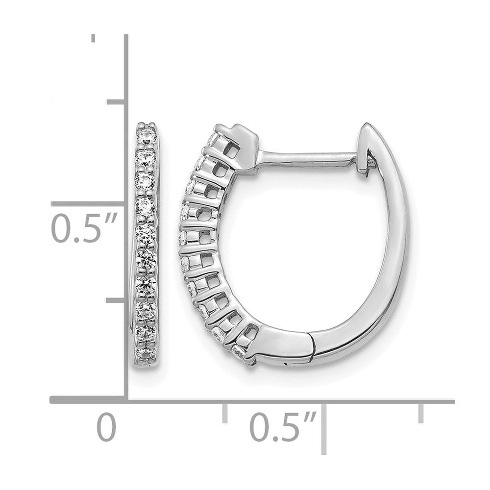14k White Gold Diamond Hinged Hoop Earrings