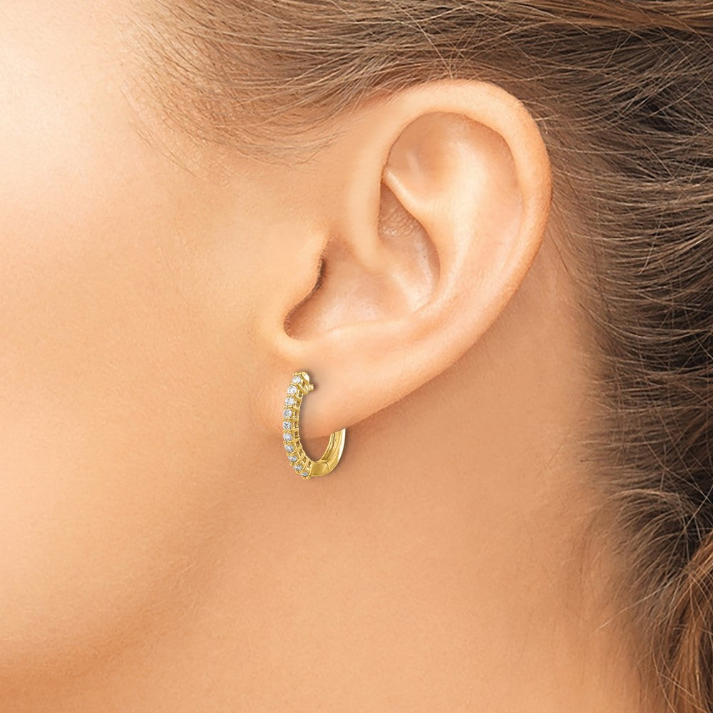 14k Diamond Hinged Hoop Earrings