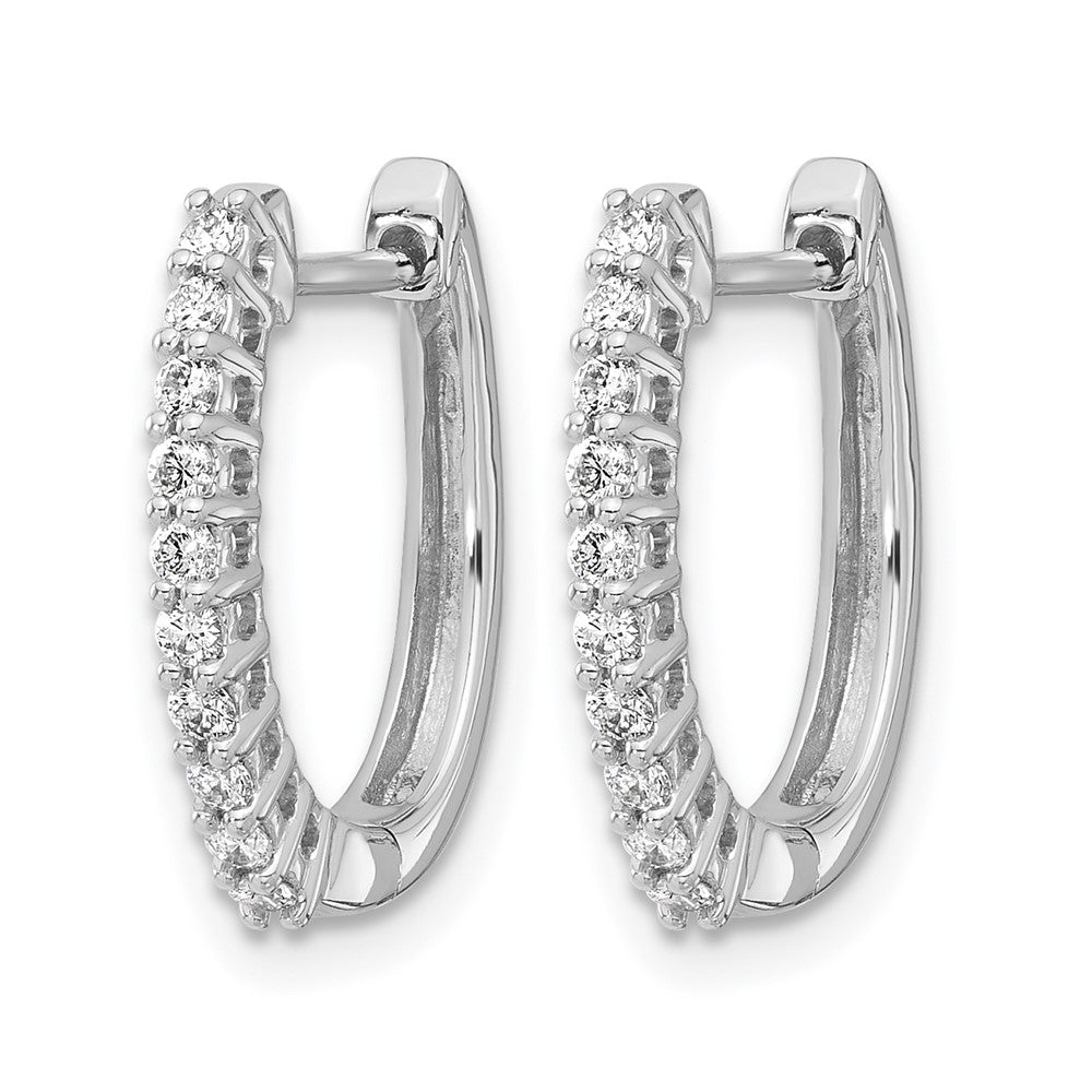 14k White Gold Diamond Hinged Hoop Earrings