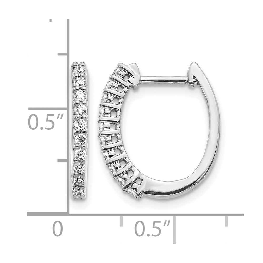 14k White Gold Diamond Hinged Hoop Earrings