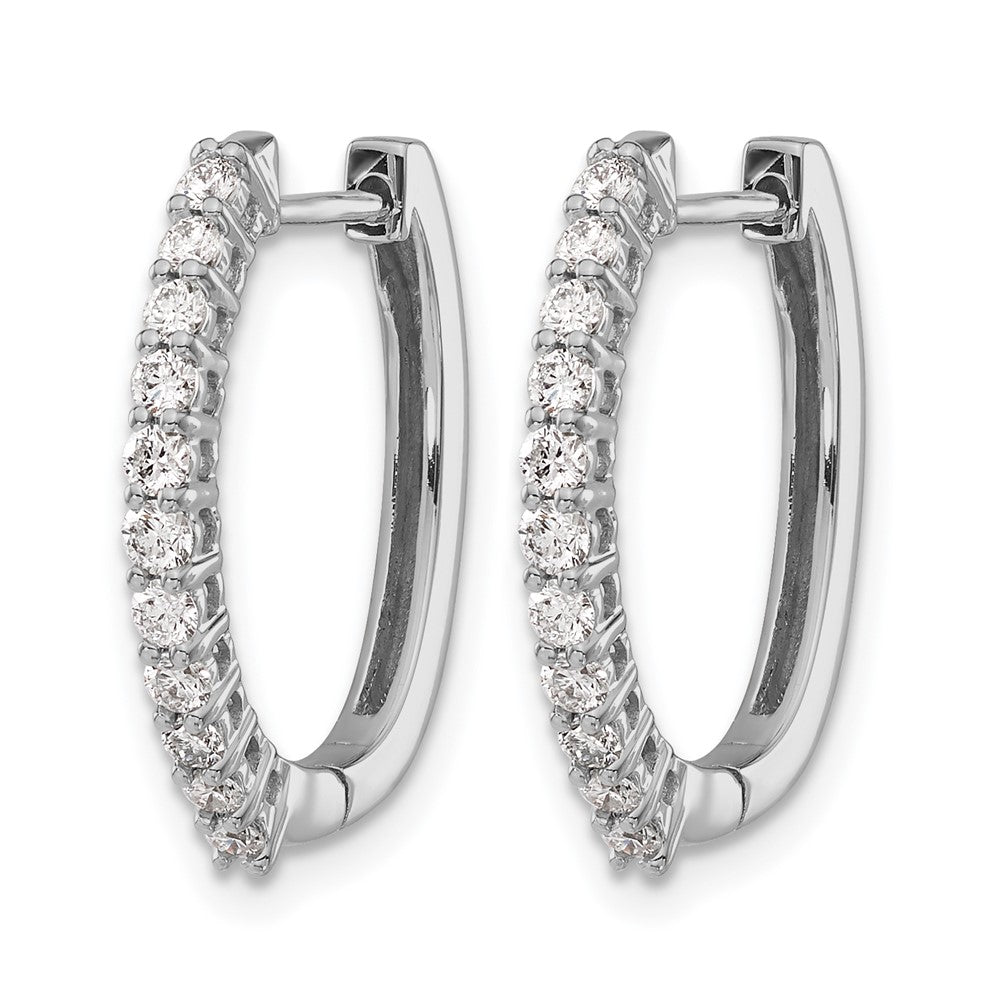 14k White Gold Diamond Hinged Hoop Earrings