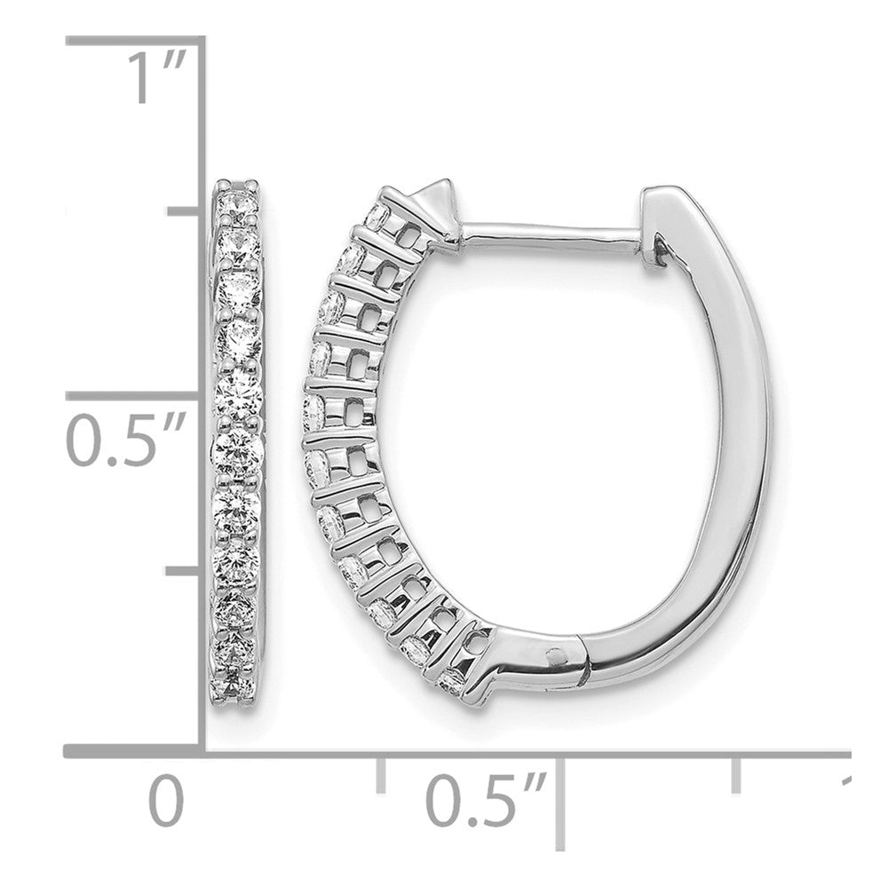14k White Gold Diamond Hinged Hoop Earrings