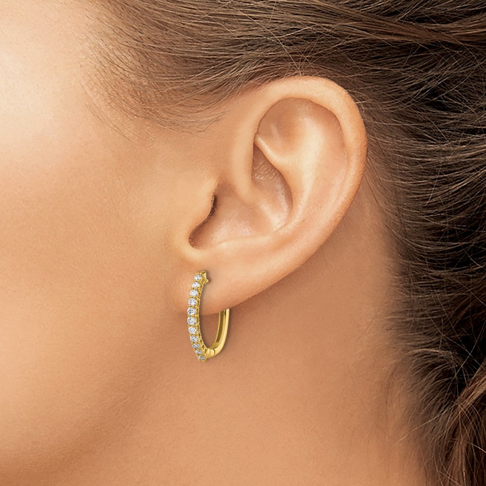 14k Diamond Hinged Hoop Earrings