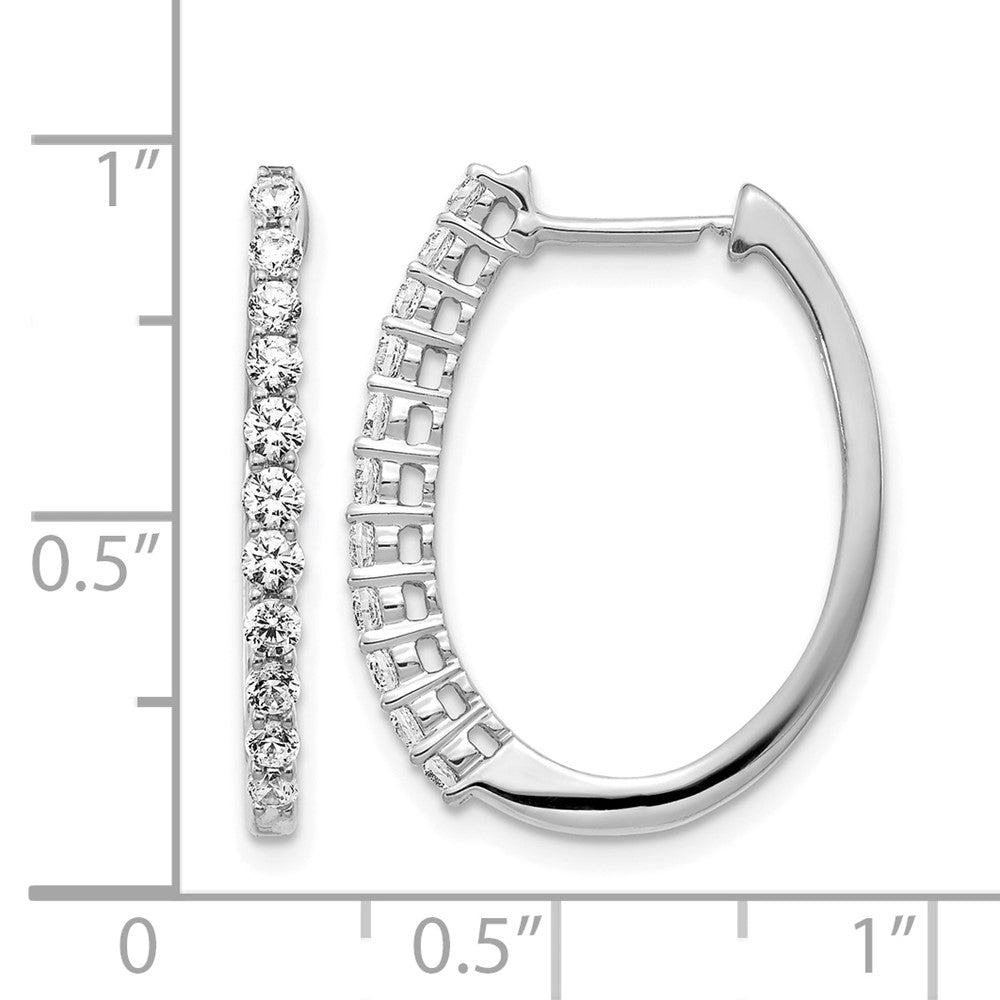 14k White Gold Diamond Hinged Hoop Earrings
