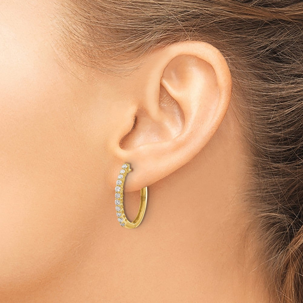 14k Diamond Hinged Hoop Earrings
