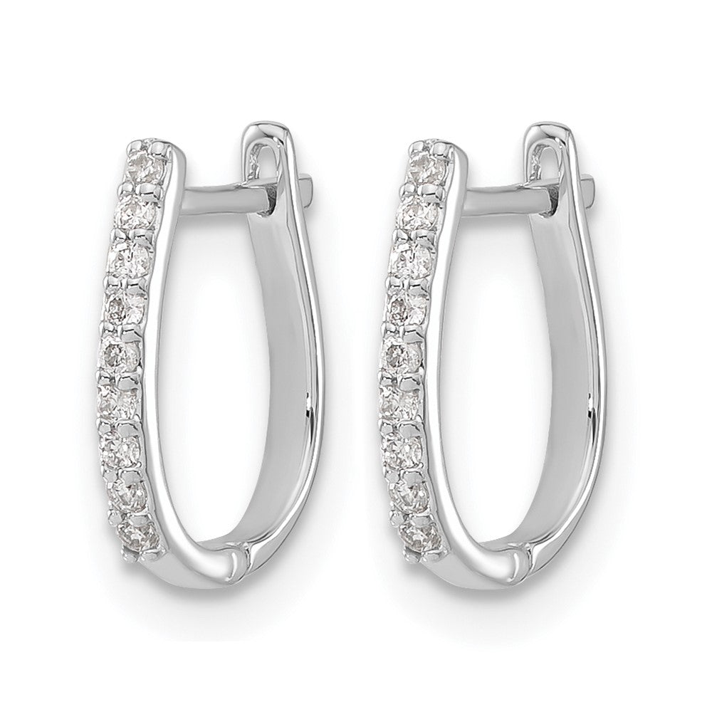 14k White Gold Diamond Hinged Hoop Earrings