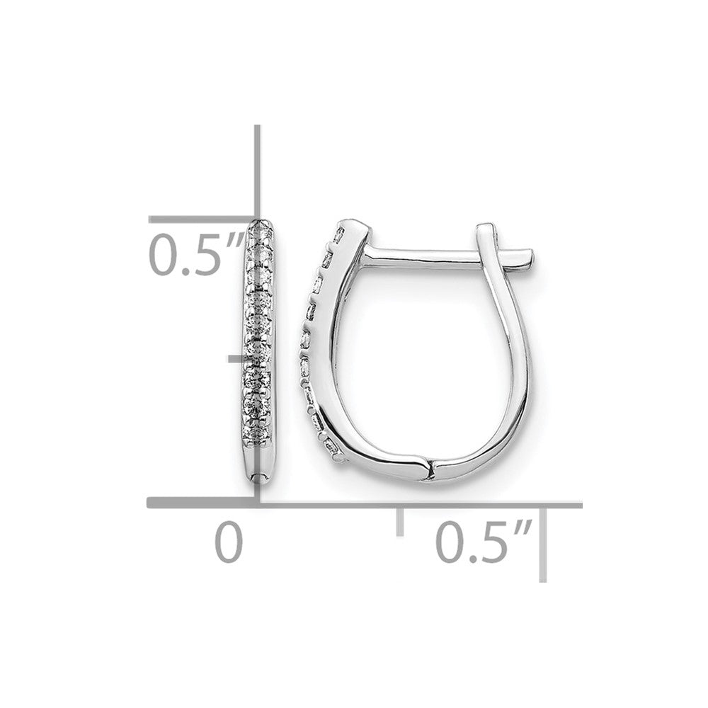 14k White Gold Diamond Hinged Hoop Earrings