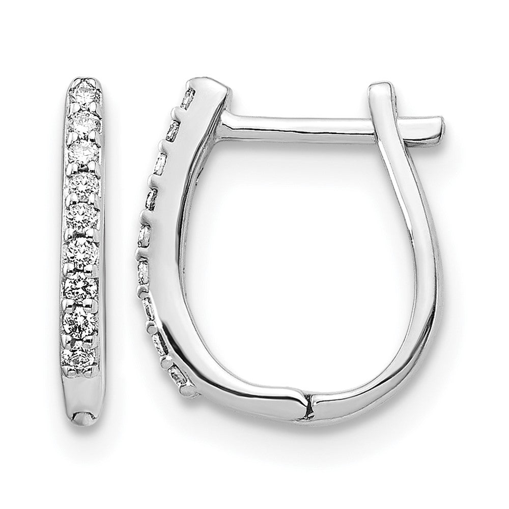 14k White Gold Diamond Hinged Hoop Earrings