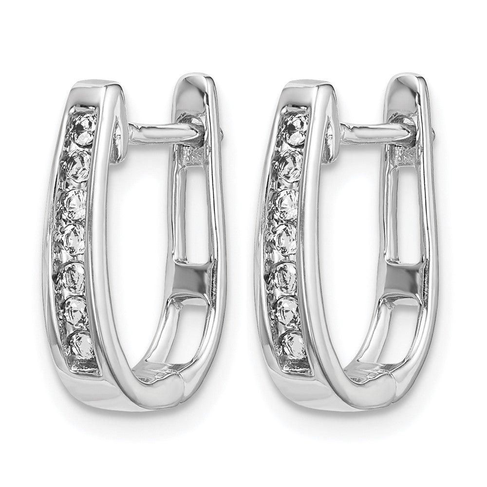 14k White Gold Diamond 3mm Hinged Hoop Earrings