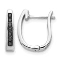14k White Gold Black Diamond 3mm Hinged Hoop Earrings