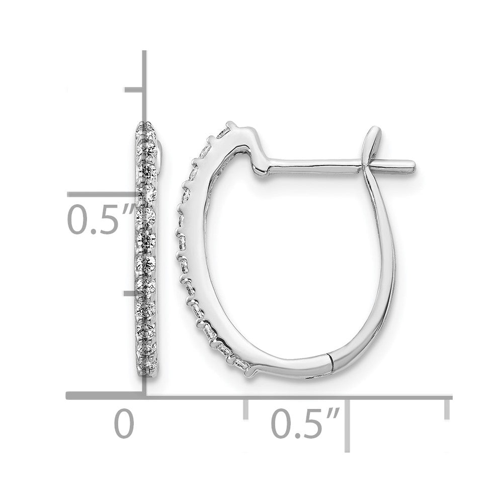 14k White Gold Diamond 1.3mm Hinged Hoop Earrings