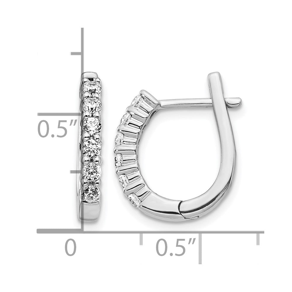 14k White Gold Diamond Hinged Hoop Earrings