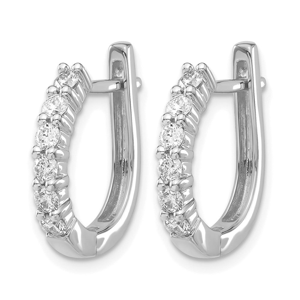 14k White Gold Diamond Hinged Hoop Earrings